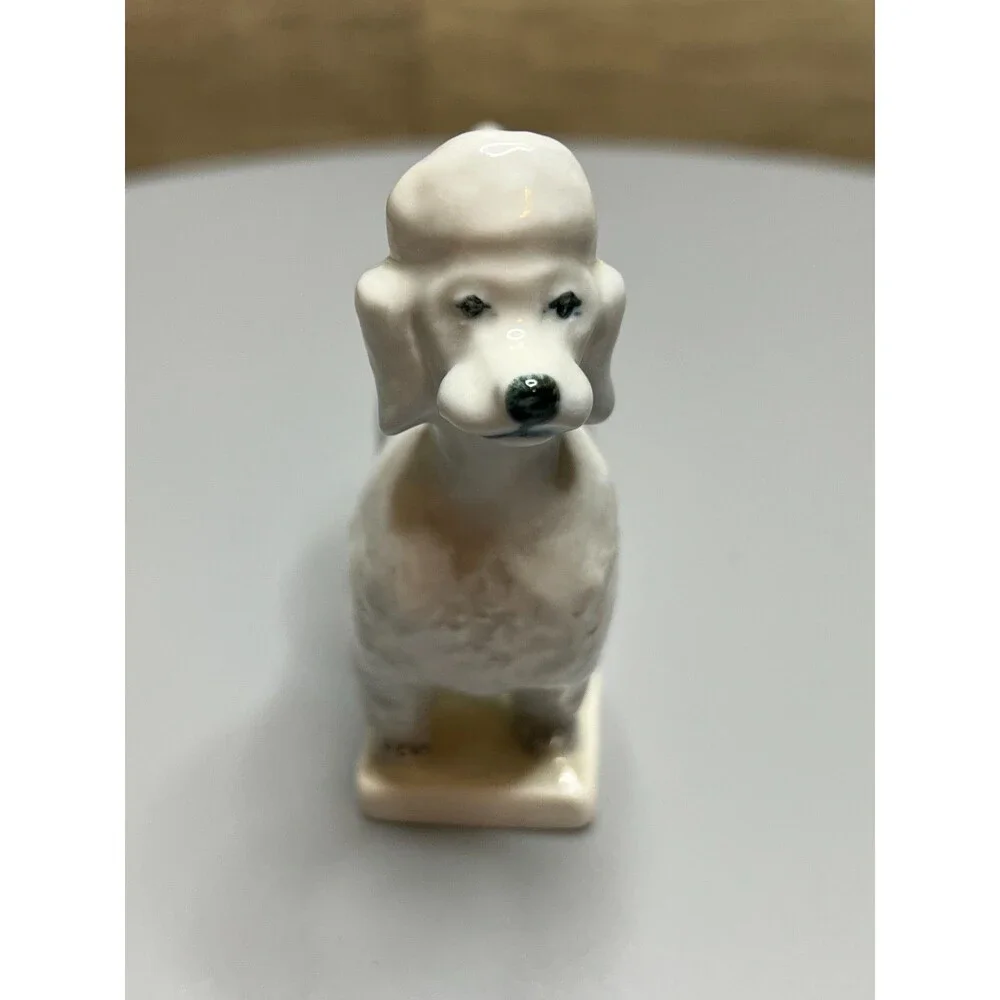 Zsolnay Hungary Porcelain Light Gray Poodle Dog Figure 3.5